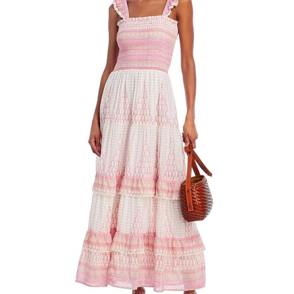 NEW ALICIA BELL Pink Hearts Tiered Maxi Dress Size S - Picture 2 of 7